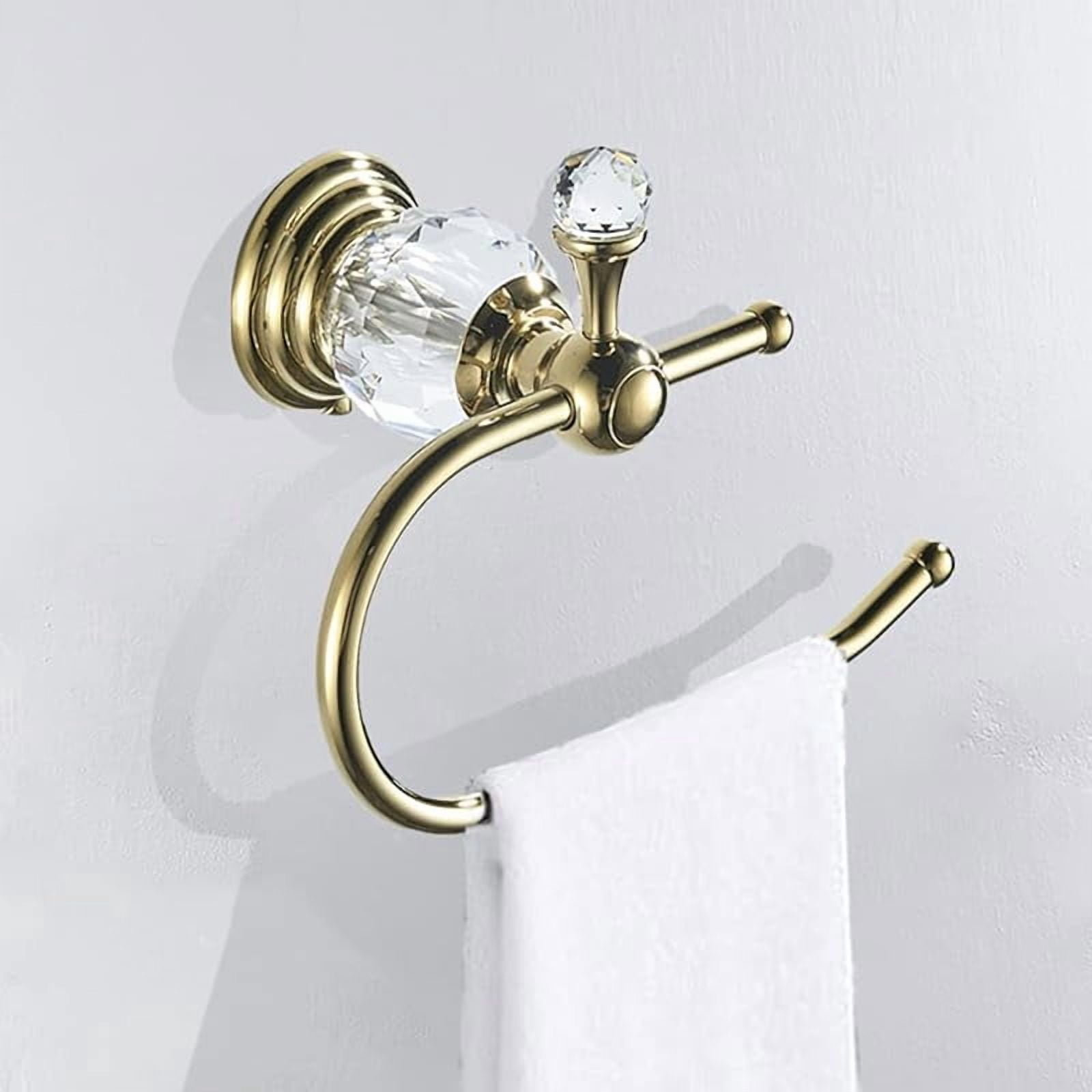 Funpisea Polished Gold Crystal Toilet Paper Holder, Wall-Mounted Bathroom Tissue Roll Holder