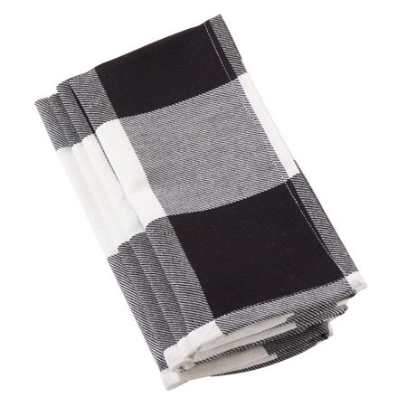 

SARO 9025.BK20S 20 in. Square Buffalo Plaid Check Pattern Design Cotton Napkin Set Black - Set of 4