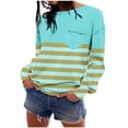 thumbnail image 3 of qolati Womens Oversized Sweatshirts Lightweight Striped Color Block Crewneck Long Sleeve Shirts 2024 Fall Pullover Tops with Pocket, 3 of 7