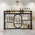thumbnail image 2 of Botellero de Pared Industrial, Estante de Vino Decorativo con Portavasos para Copas, Estantes de Hierro de 3 Niveles, Estante para Vino, para Copas de Vino para Co(Size:39.4"x 5.9"x 31.5",Color:Negro), 2 of 4