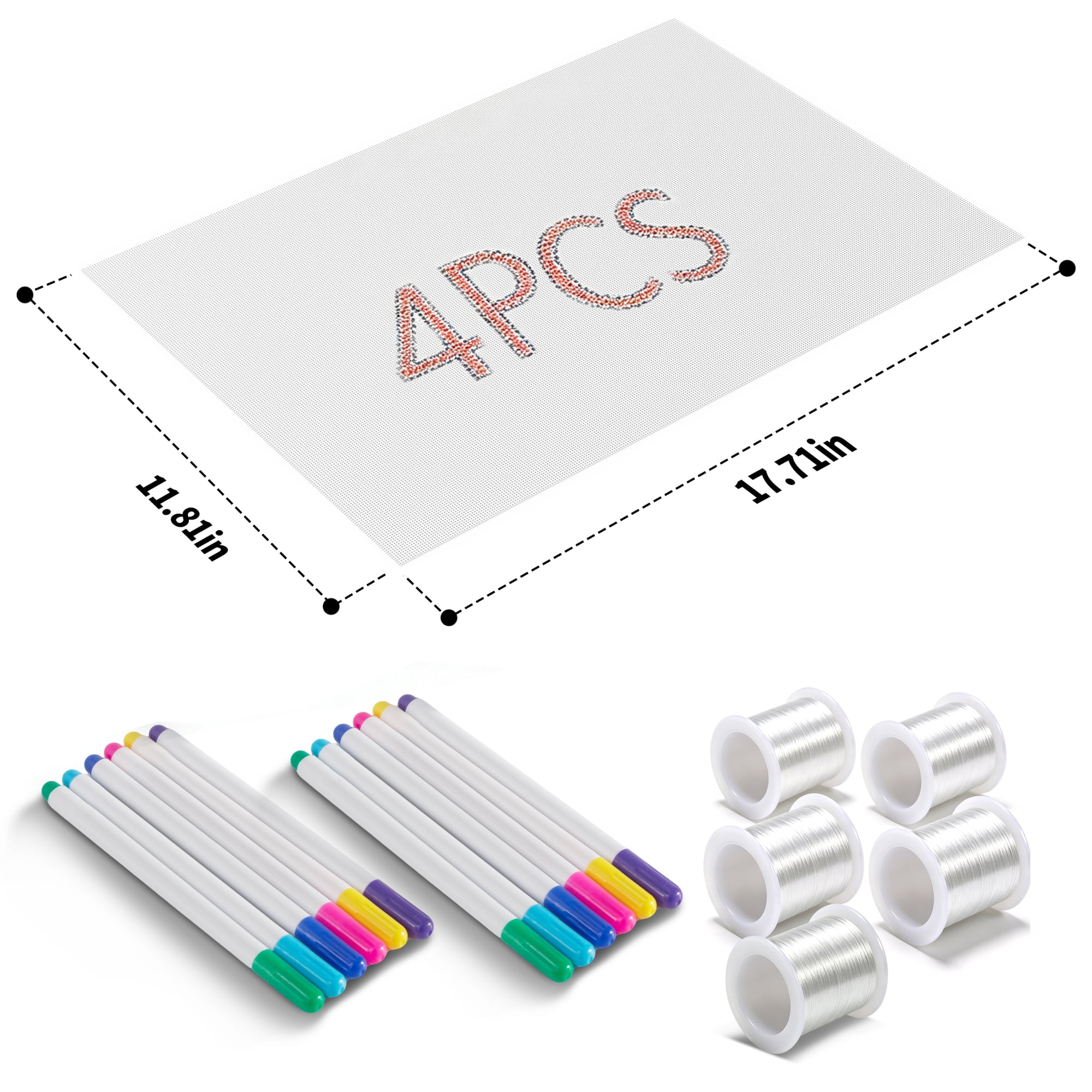 HI-REEKE 18 Mesh Needlepoint Canvas Blank Canvas Sheets Kit with Gridlines and Markers 4PCS 12x 18 Inch White