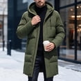thumbnail image 4 of Ceisia Mens Mid Length Hooded Zipper Winter Puffer Coat Thick Warm Insulated Casual Outerwear For Men Army Green XXL Gift, 4 of 5