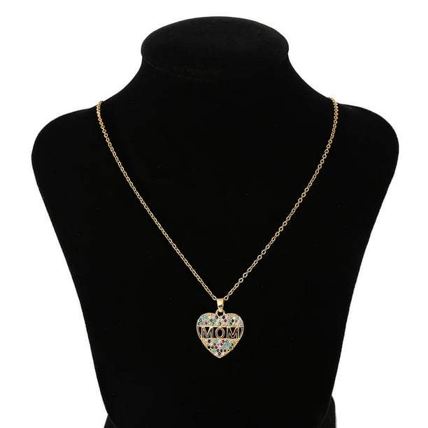 Bewildely Collar con colgante de letras Collar de corazón para mujer Collar de moda Collar con colgante de corazón para regalo del Día de la Madre Kits de decoración para fiestas No.1 Bewildely HA024733-01