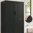 thumbnail image 5 of Homfa 71'' Bathroom Cabinet with 6 Storage Shelves, Freestanding Wooden Linen Cabinet for Living Room, Black, 5 of 7