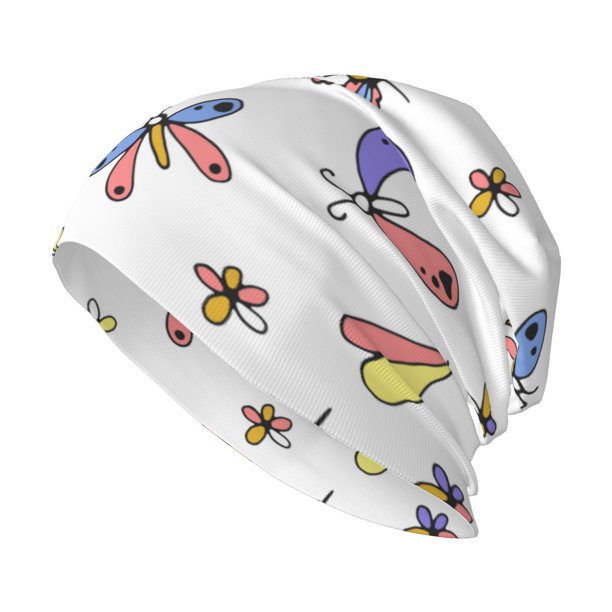 Beanie Hats for Men and Women, Multicolored Dragonfly Butterflies