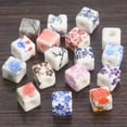 thumbnail image 2 of U8MO 10pcs 9.5mm Cube Flower Patterns Ceramic Porcelain Loose Beads For DIY Jewelry-22# Blue, 2 of 4