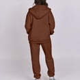 thumbnail image 4 of Sudadera con Capucha y Cremallera para Mujer, de Larga, Color Liso, Informal, de Otoño, con Chaqueta y Pantalón Café M, 4 of 6