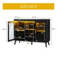 thumbnail image 2 of Wine Bar Cabinet with Led Light, Home Coffee Cabinet with Wine and Glass Rack, Kitchen Buffet Sideboard with Storage Shelves, Freestanding Liquor Cabinet for Living Room, Dining Room, Black, 2 of 8