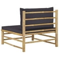 thumbnail image 3 of vidaXL Garden Middle Sofa with Dark Grey Cushions Bamboo, 3 of 4