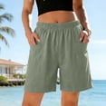 thumbnail image 7 of Aboser Women's Casual Shorts for Summer Wide Leg Cotton Shorts Loose Fits Elastic Waist Lounge Shorts Solid Color Beach Vacation Shorts with Pockets, 7 of 7