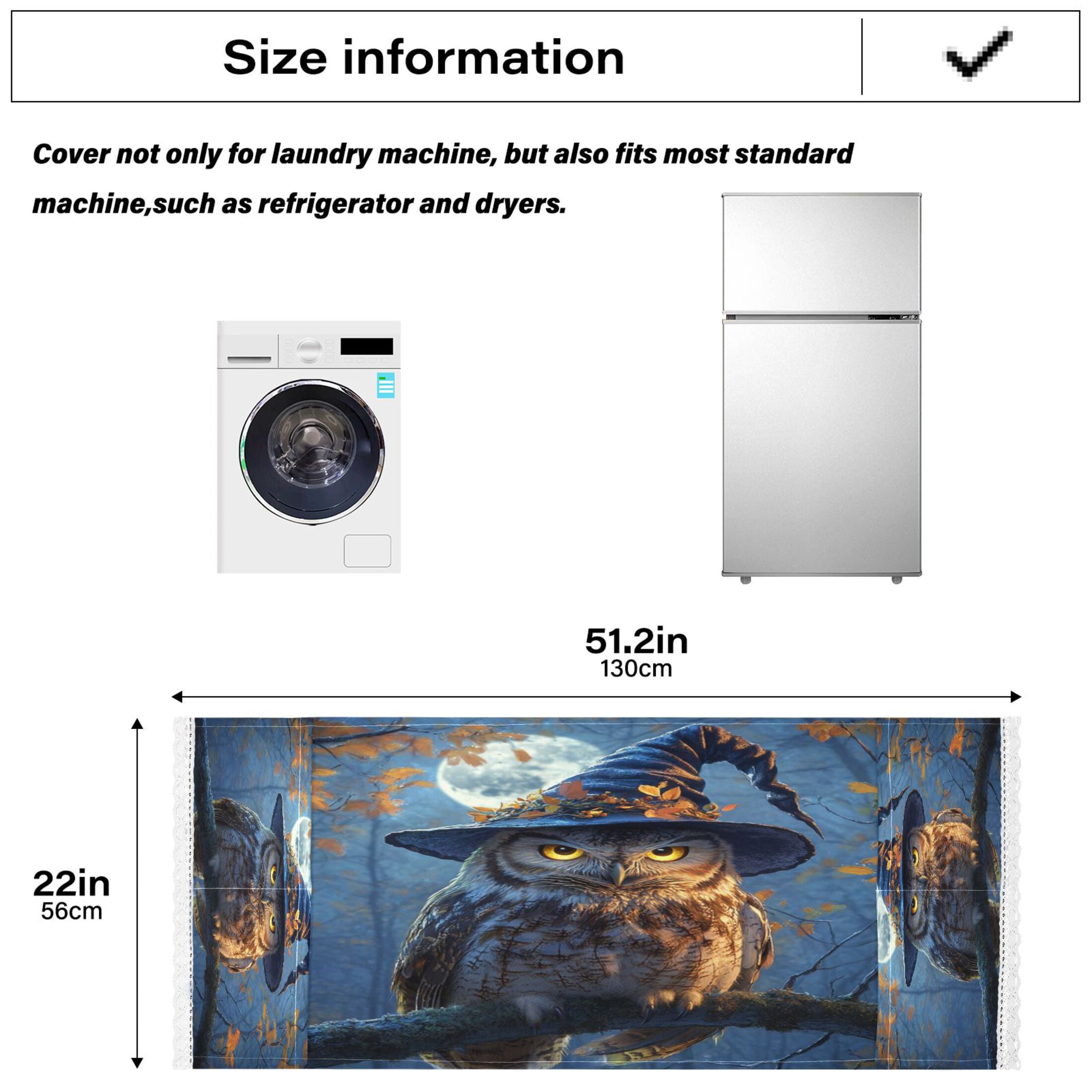 A Wise Old OwlWasher and Dryer Covers Dust-Proof and Oil Resistant Fridge Cover with 4 Storage Pockets Washing Machine Top Cover for Laundry Kitchen Home 51.2 x 22 In