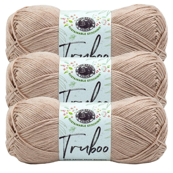 Lion Brand Yarn Truboo Tan Yarn 3 Pack