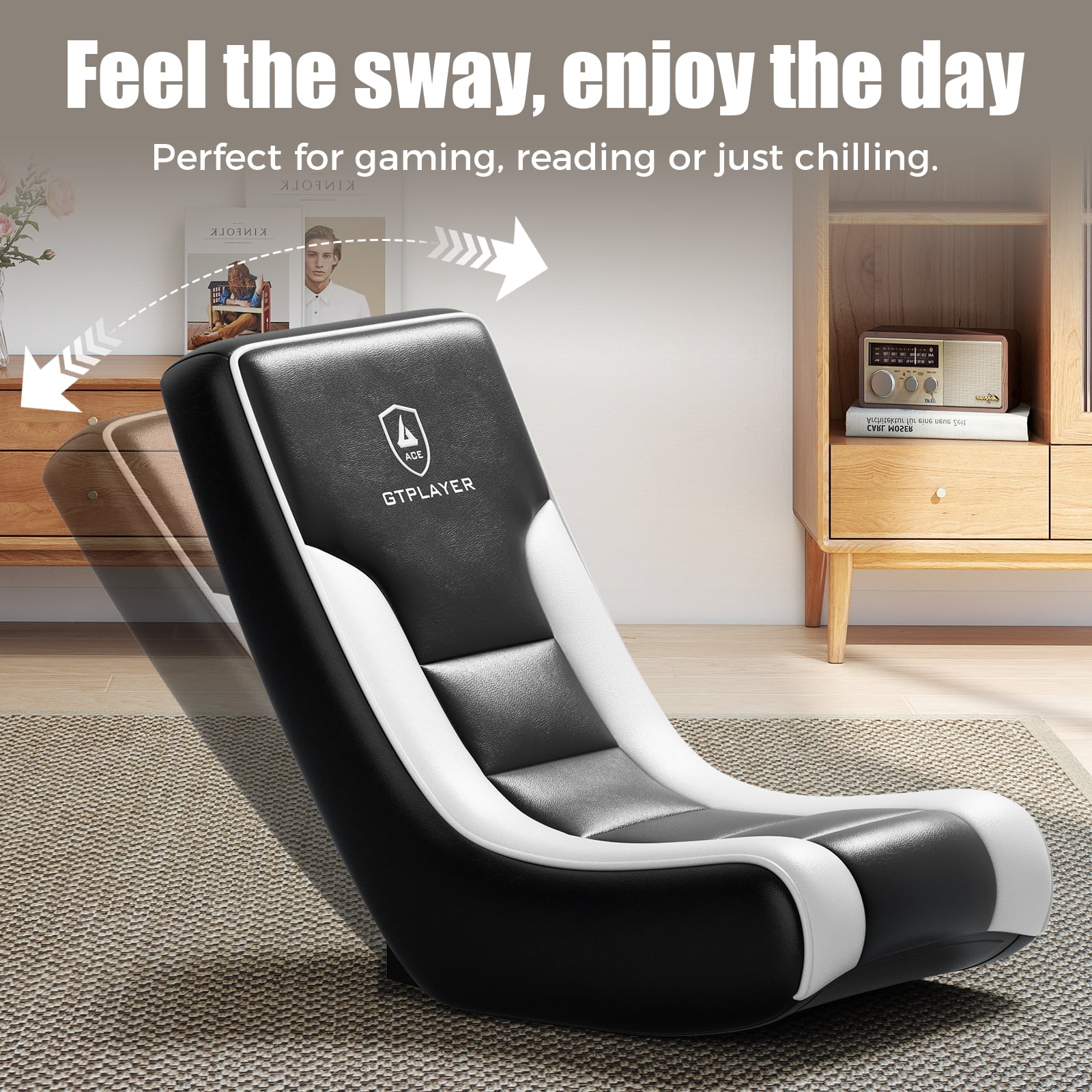 (2 pack) GTPLAYER Floor Rocker Gaming Chair，White