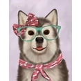thumbnail image 2 of Fab Funky 26x32 Black Ornate Wood Framed with Double Matting Museum Art Print Titled - Husky with Glasses and Scarf, 2 of 4