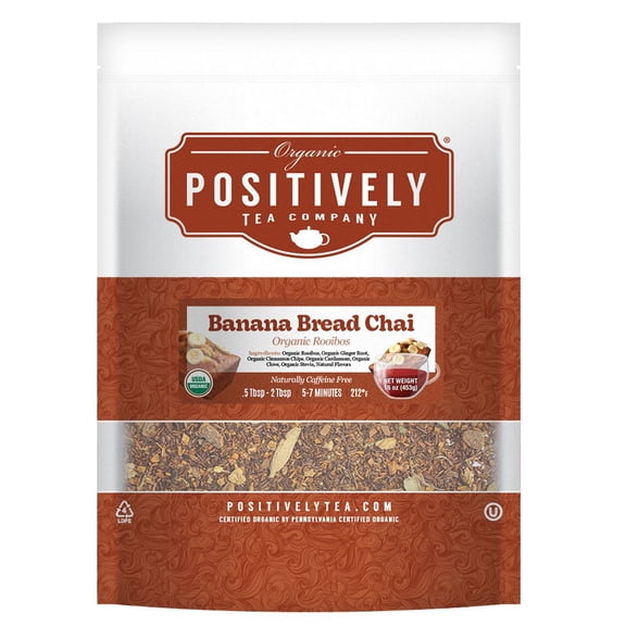 Positively Tea's Organic Banana Bread Chai Rooibos Tea, Loose Leaf, 1 Pound Bag