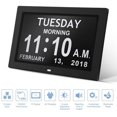thumbnail image 1 of Marco de reloj digital con calendario diurno (blanco de 9 pulgadas) - Pantalla de atenuación automática, reloj digital grande para personas con discapacidad visual, con despertador de día y mes no abr, 1 of 5