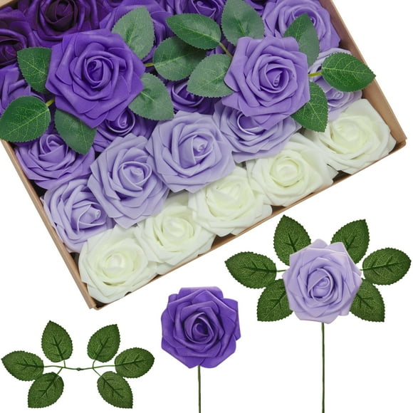 Rosas artificiales de espuma InnoGear, 50 unidades, color morado