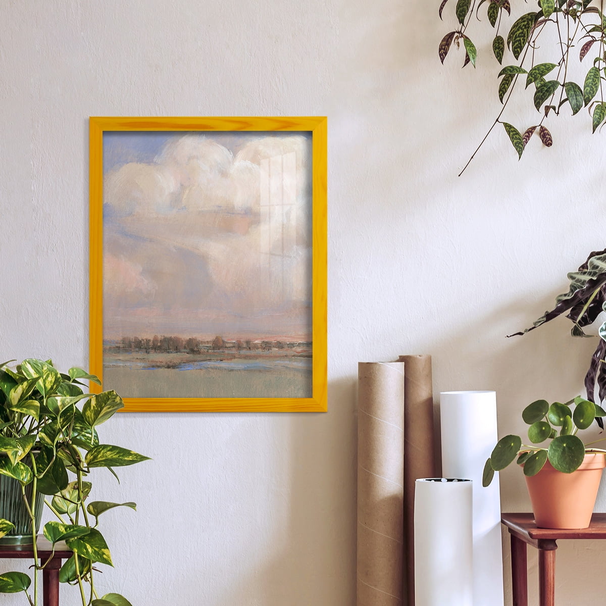 Billowing Clouds II - Framed Print w/glass - Sunflower Yellow