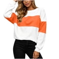 thumbnail image 4 of Josdec Women's Two Tone Color Block Crew Neck Sweatshirt, Drop Shoulder Long Sleeve Loose Pullover, All Season Daily Casual Loungewear Tops, 4 of 9
