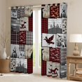 thumbnail image 2 of Homewish Rustic Dog Duck Black Out Curtains for Men, Jungle Hunting Curtains Pack of 2 (42x63 Each), Vintage Grey Red Patchwork Bedroom Curtains, Black Out Curtains Decor, 2 of 6