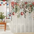 thumbnail image 6 of Shower Curtains Sets for Bathroom Decor Xmas Ball Poinsettia Eucalyptus Snow Waterproof Bathroom Curtain with Hooks, Winter Berry Retro Linen for Bathroom Decor,60x72IN, 6 of 9
