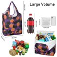 thumbnail image 3 of 5 Pack Foldable Shopping Bag,Purple Halloween Black Cats and Pumpkins Reusable Grocery Bags with Pockets,Large Reusable Tote Bags with Handles Waterproof & Lightweight, 3 of 6