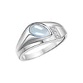 thumbnail image 3 of RYLOS Men's Rings Sterling Silver Ring - Timeless Pear Shape Cabochone Gemstone & Diamonds - Tear Drop Cabochon AQUAMARINE Rings For Men  Size 13, 3 of 6