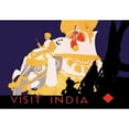 thumbnail image 3 of Vintage Elephant 14x11 Black Modern Framed Museum Art Print Titled - Visit India, 3 of 5