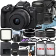 thumbnail image 1 of Canon EOS R50 Mirrorless Camera with RF-S 18-45mm + EF 75-300mm Lens + Mount Adapter + 2 Pack 128GB Memory Card + Case + LED Flash + ZeeTech Accessory, 1 of 9