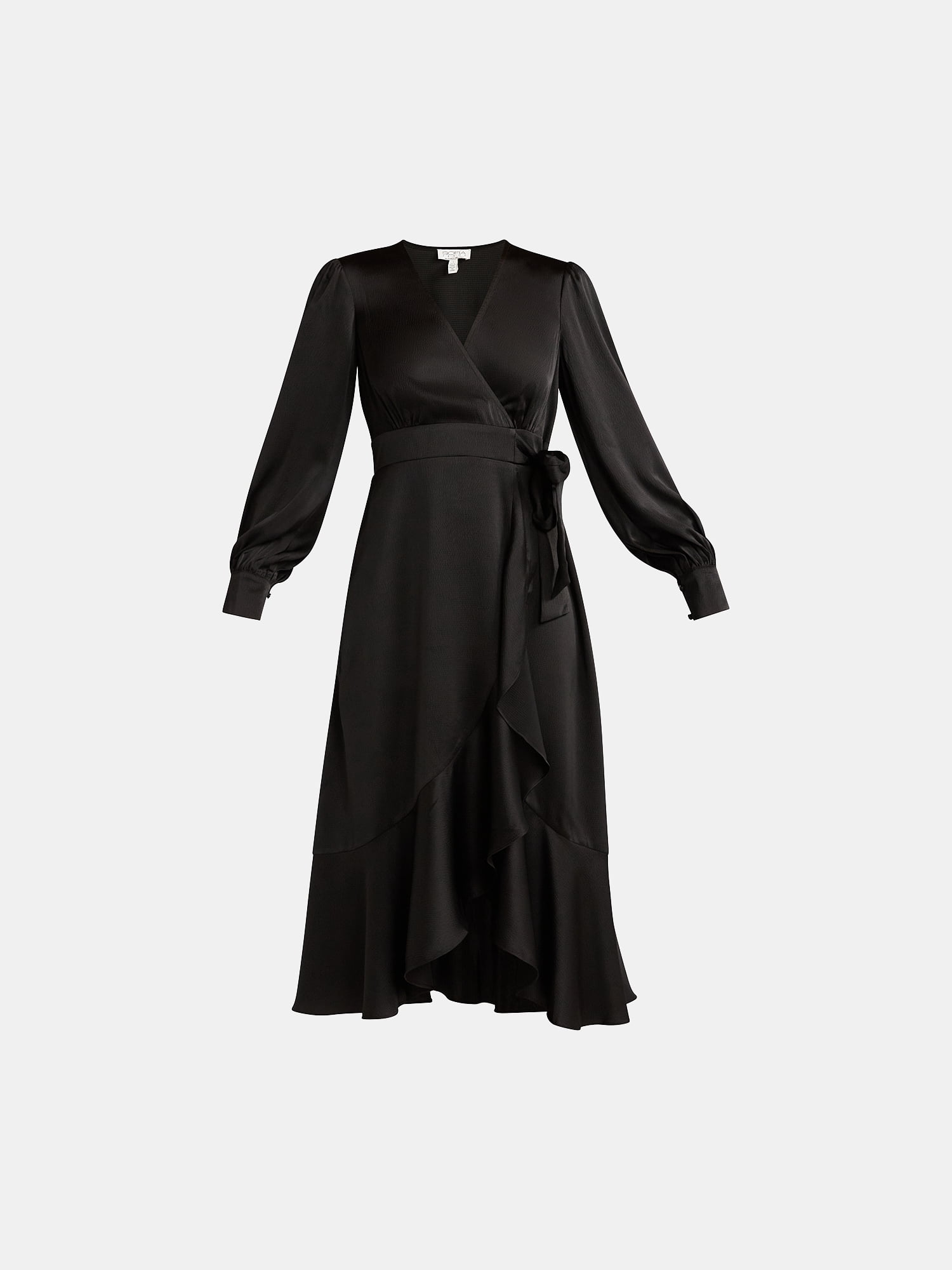 Sofia Jeans Women's and Women's Plus Size Faux Wrap Ruffle Trim Skirt Dress, Mid Calf Length, Sizes XS-5X