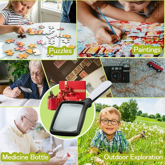 Square Hand-Held Foldable Magnifying Glass with LED Lighting ABS