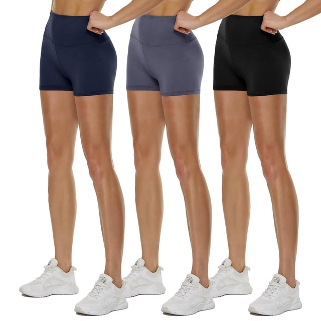 Pantalones cortos moteros QGGQDD de cintura alta, 3/5/8, negros para mujer, paquete de 3