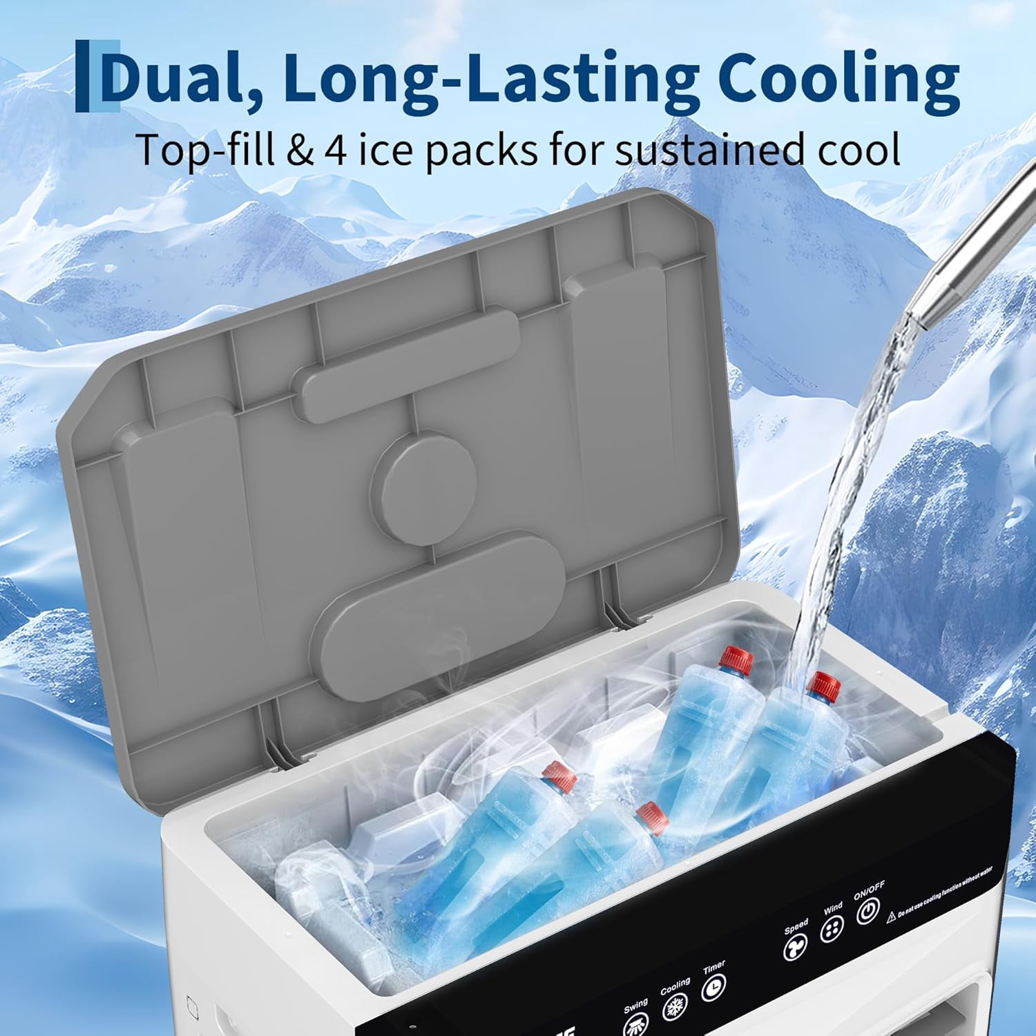 Memoryfield 3000 CFM Evaporative Air Cooler with 8.4 Gal Water Tank, 4 Ice Packs, Portable Cooling Fan for Garage & Workshop