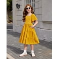 thumbnail image 3 of Vestido Arshiner para niñas, amarillo veraniego, de 7 a 8 años, con volantes escalonados, 3 of 7