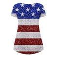 thumbnail image 4 of Ecqkame American Flag Shirt Tops Womens 4th of July T-Shirts Women's Independence Day Patriotic V-neck Button-down Meat Covered Short Sleeve Tops White S, 4 of 5