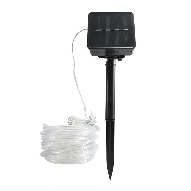 Tubo de luz LED de alambre de cobre solar para exteriores, tubo de arcoíris, luz navideña para decoración de patio