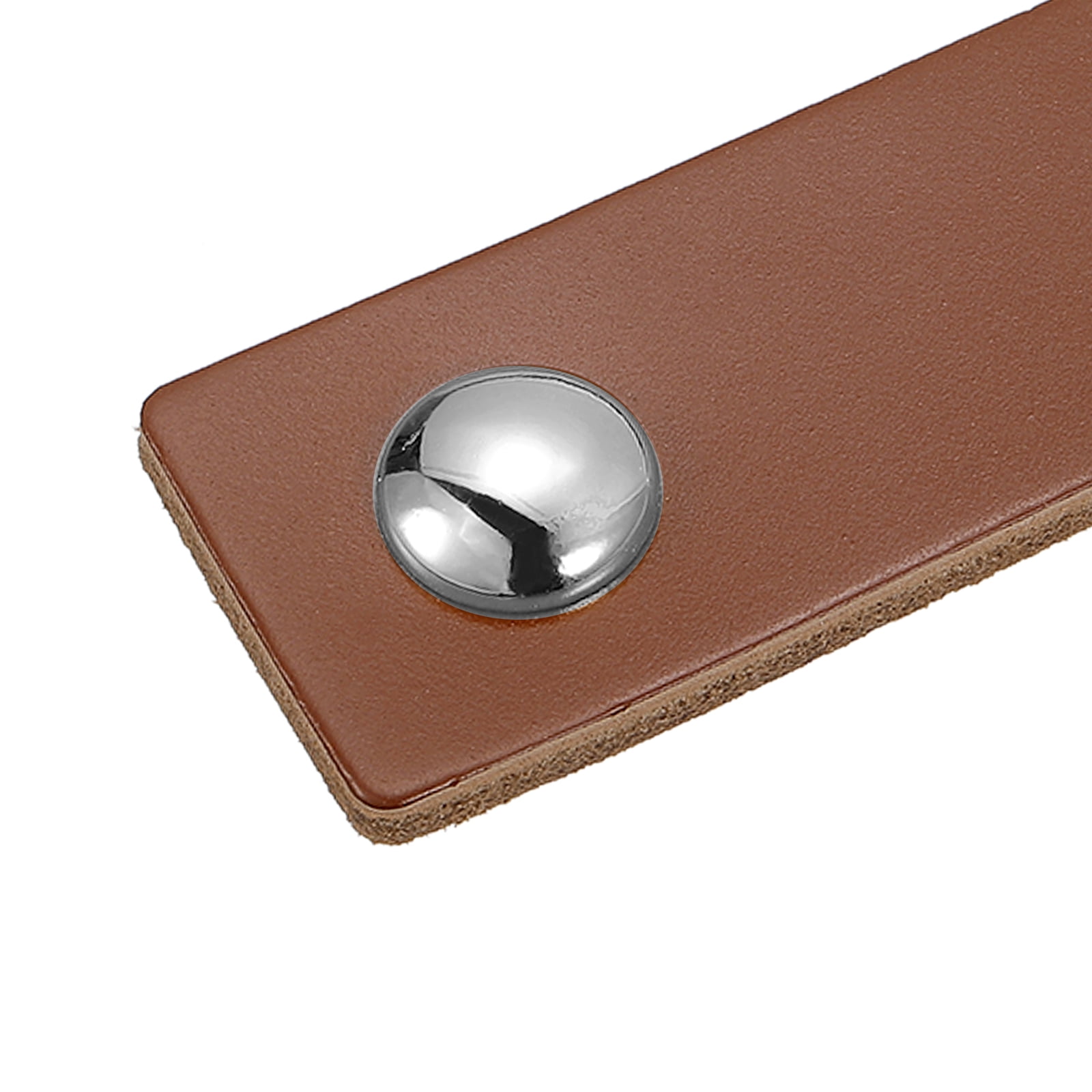 Unique Bargains Leather Furniture Handles Drawer Knobs Pulls Brown Silver 6.7"