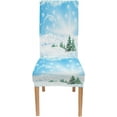thumbnail image 6 of Christmas Chair Decoration Folding Chair Covers Christmas Snowflakes and Snow Landscape Spandex Stretch Washable Chair Protectors Dining Room Chair Covers Set of 6 Chair Covers for Party, 6 of 6