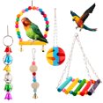 thumbnail image 1 of Flmtop 5Pcs Rattan Ball Swing Bell Perch Parrot Play Toy Pet Bird Cage Hanging Decor Multicolor, 1 of 8
