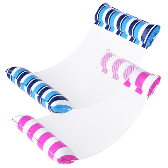 Kxuhivc Water Hammock Float Portable Foldable Swimming Pool Lounge Chair Inflatable Floating Lounger for Family Summer Vacation, Blue&Pink