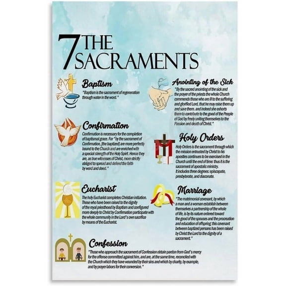 The Seven Sacraments Poster Catholic Church Wall Art (3) Canvas Painting for Living Room Bedroom Decor