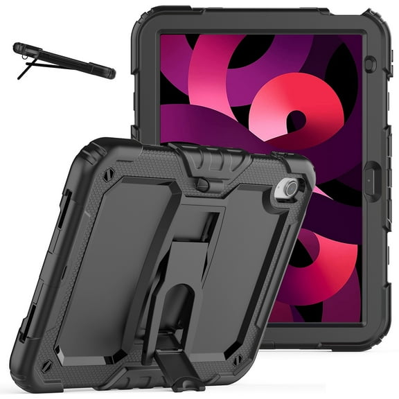 For Apple iPad 10th Gen 2022 Heavy Duty Full Body 2in1 Rugged Shockproof Protective Tablet Kickstand Cover ,Xpm Phone Case [ Black ]