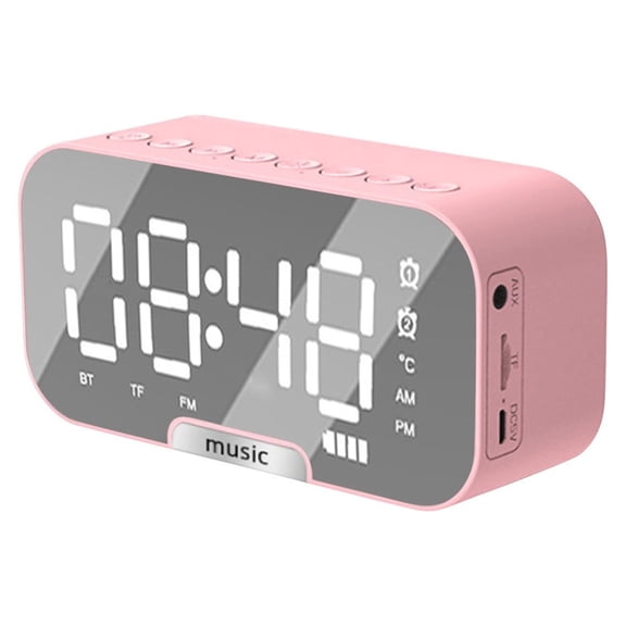 Giunmcul My Order LED Mirror Digital Alarm Clock Big Display Table Alarm Clock Wireless Speaker Subwoofer Music Player Support Bluetooth