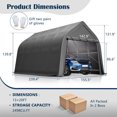 thumbnail image 2 of 13x20 FT Heavy Duty Carport, Portable Garage Canopy with Steel Frame & Roll-Up Door, Round Style Outdoor Storage Shed for Car, Truck, Boat, Patio, Anti-Snow Waterproof, Grey, 2 of 9