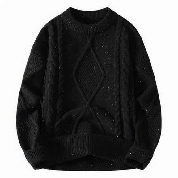 Alkepwun Men's Ripped Drop Shoulder Fashion Sweater, Oversized Loose Long Sleeve Knit Pullover Round Neck Casual Sweaters