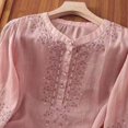 thumbnail image 4 of MIXUE Womens Summer Tops Floral Embroidered Round Neck Long Sleeve Fashion Casual Shirts For Women Tee Shirts Activewear,Pink,M, 4 of 6