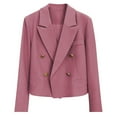 thumbnail image 2 of ClodeEU Women's Cropped Blazer Jacket,Long Sleeves Lapel Double Breasted Buttons Business Blazer Purple,Womens Plus XL, 2 of 4