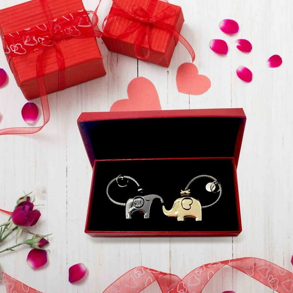 EARKITY Keychains, Lovely Elephant Keychain, Fantastic Kissing Elephants Couple Keychains, Cute Kiss Elephant Couple Keychain for Women Charm Romantic Valentine Gift (2 Pcs)