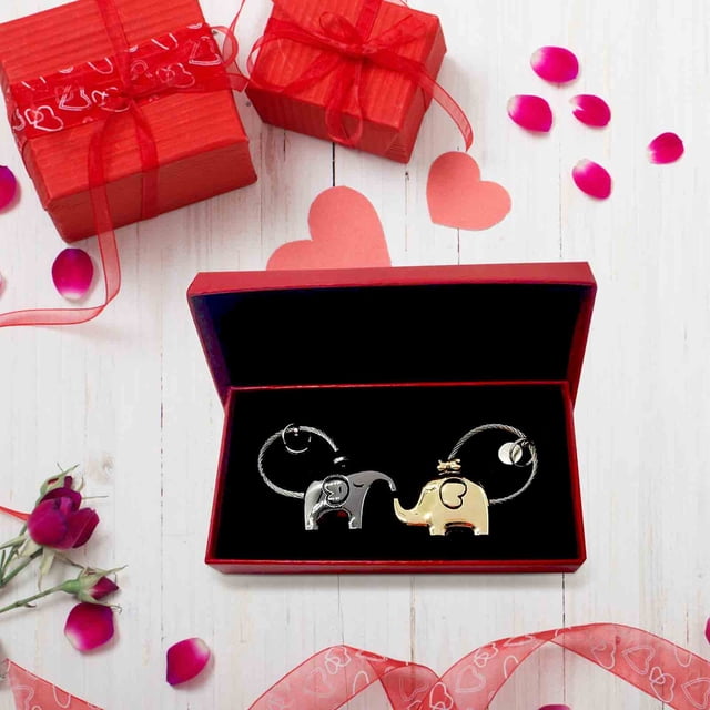 pstuiky 2 llaveros redondos de acero inoxidable, ideales como regalo de San Valentín o Navidad.