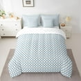 thumbnail image 2 of Homewish Chic Abstract Buffalo Twin Bedding Sets 7-Piece, Fashion Checkered Plaid Bedding Comforter Set, Blue Square Rectangle Reversible Sheet Sets, Lightweight Room Decor, 2 of 7